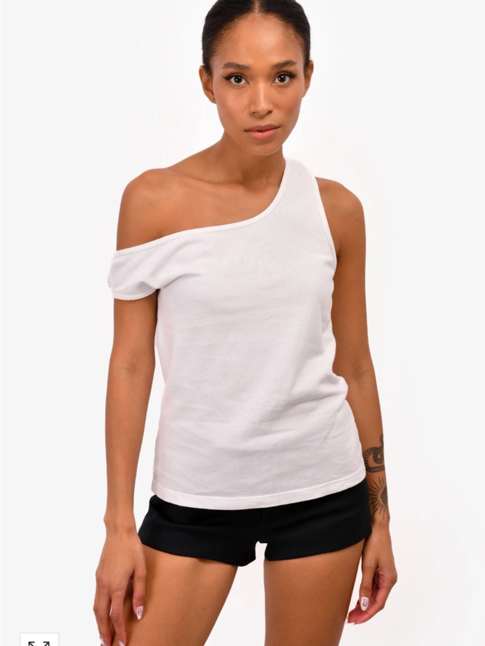 Jacquemus White Asymmetric One-Shoulder Tank Top